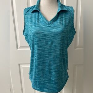 Lady Hagen Essentials Women’s Sleeveless Polo Top - Heathered Aqua - Size L